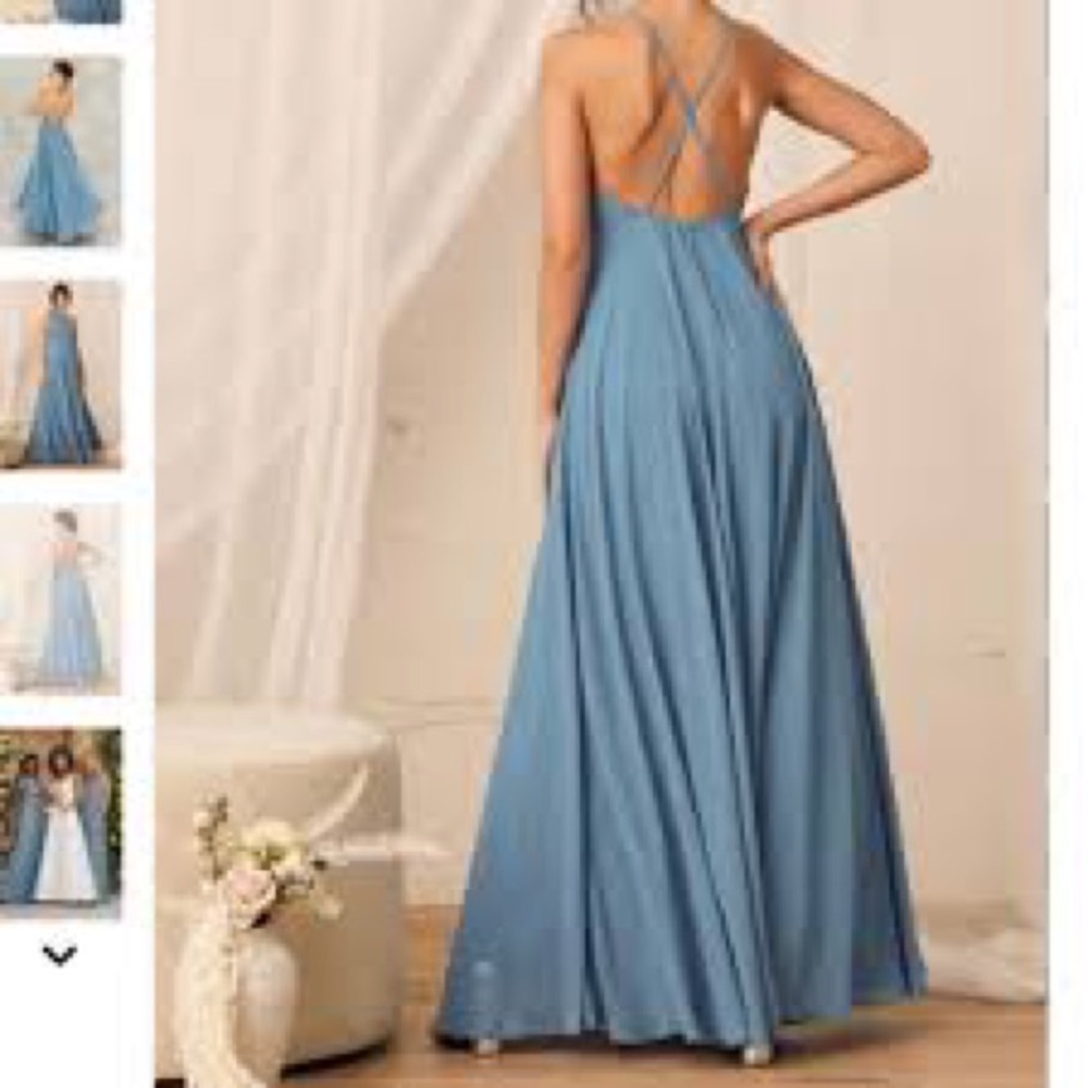 Lulu's Blue Halter Wedding Dress - Picture 3 of 3